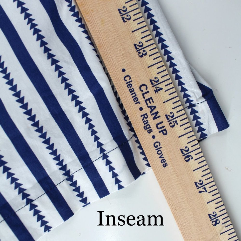 FIGUE Zuri Pants Blue White  Striped Cotton Tassel Mid-rise Casual Pockets SZ 8 - Picture 8 of 11
